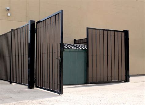 trash enclosure metal gate maker|dumpster gates for sale.